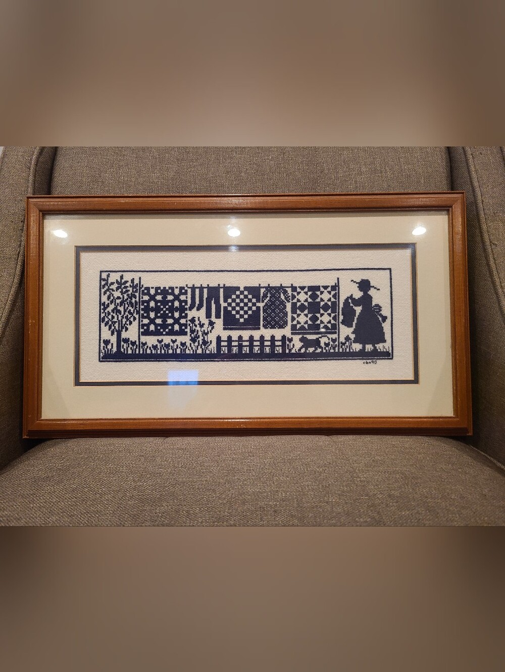 Framed "Washday Again!" designed by Canterbury Design - Cross Stitch
